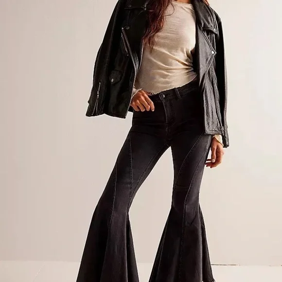 Free People Black Twirl Jeans Size 32 - Picture 4 of 16